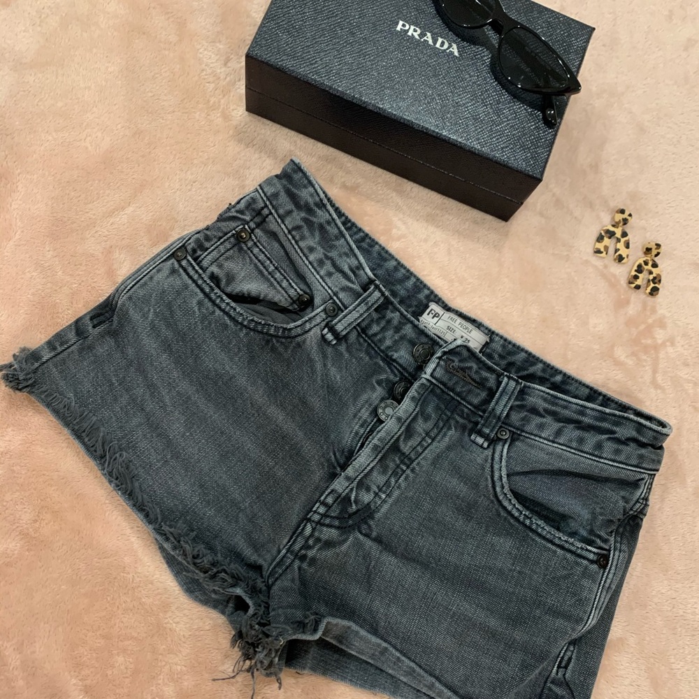 Free People Black Denim Shorts